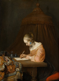 woman writing a letter painting