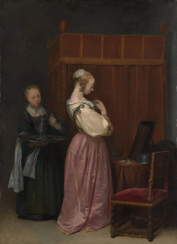 A Young Woman at Her Toilet with a Maid, Gerard ter Borch