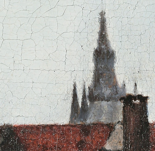 View of Delft (detail of the Ouded Kerk tower), Johannes Vermeer