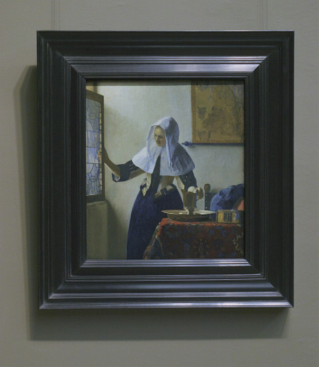 Johannes Vermeer's Young Woman with a Water Pitcher with frame