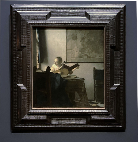 Johannes Vermeer's Woman with a Lute with frame