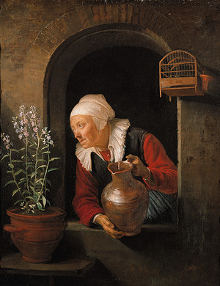 Old Woman with Jug at a Window,  Gerrit Dou