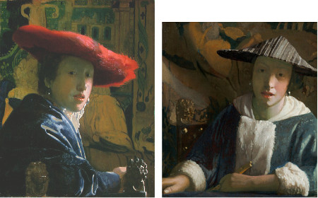 Girl with a Flute and Girl with a Red Hat by Johannes Vermeer