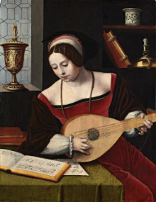 A Lady Playing a Lute in an Interior, The Master of the Female Half-Lengths