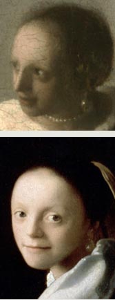 Details of Johannes Vermeer's Study of a Young Woman and Woman with a Lute
