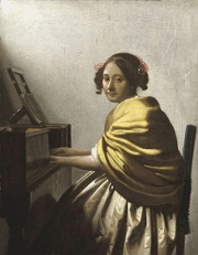 A Young Woman Seated at the Virginal, (attributed to Vermeer)