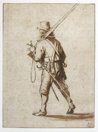 A Walking Musketeer Seen from Behind, Anthonie Palamedesz