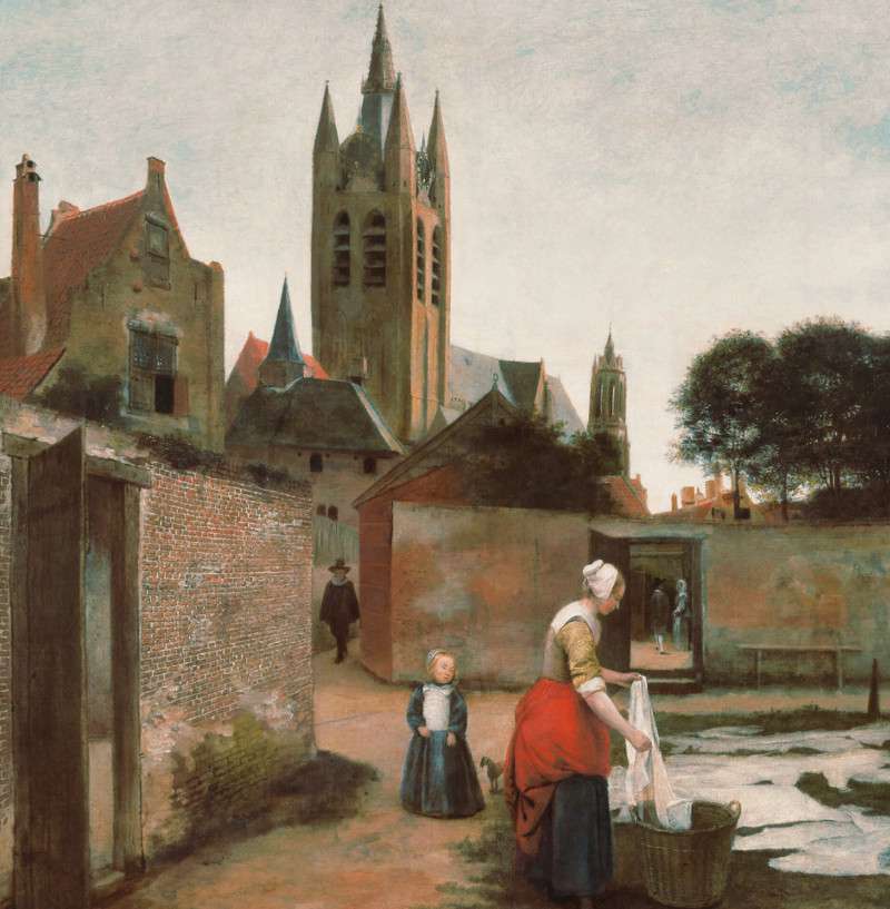 A Woman and Child in a Bleaching Ground, Pieter de Hooch