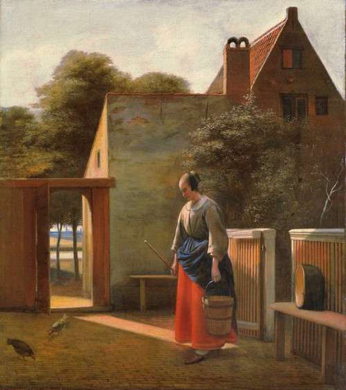 Maid with a Bucket and Broom in a Courtyard, Pieter de Hooch