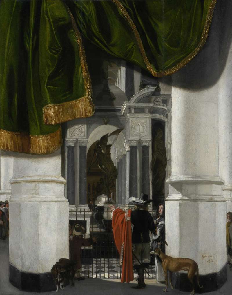 Tomb of William the Silent in the Nieuwe Kerk, Delft, with an Illusionistic Curtain, Emmanuel de Witte