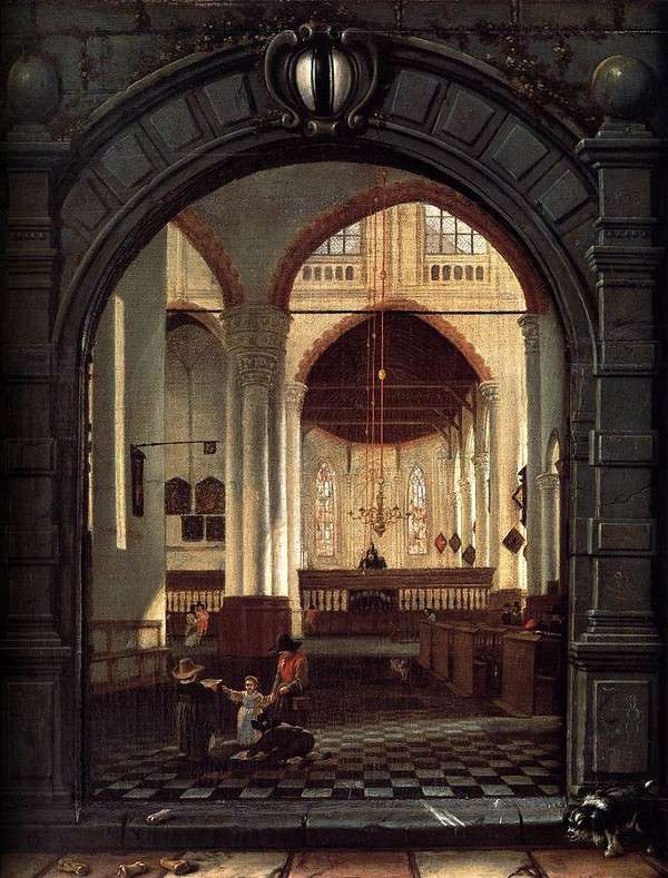 Interior of the Oude Kerk, Delft, Seen through a Stone Archway, Elsevier