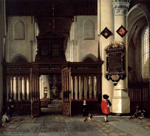 Interior of the Nieuwe Kerk, Delft, with the Memorial Tablet of Adriaen Teding van Berkhout, Hendrick van Vliet