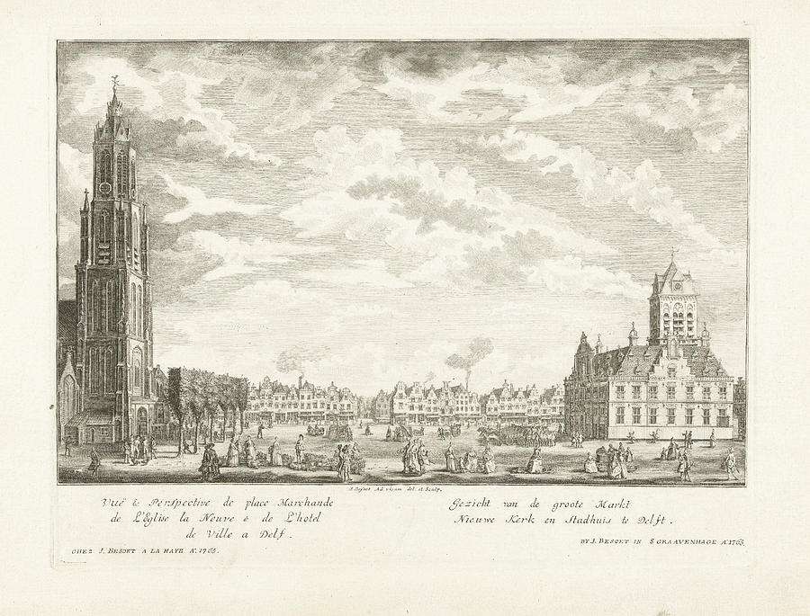 View of the Market with New Church and Town Hall in Delft