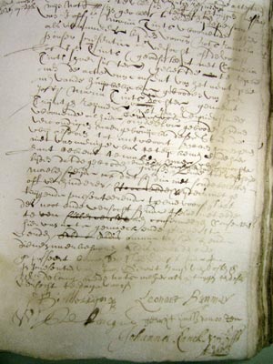 Archival record of Leonaert Bramer's appeal to Maria Thins