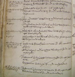 Archival record of the marriage of Johannes Vermeer and Catharina Bolnes 