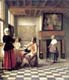 A Woman Drinking with Two Men, and a serving Woman, Pieter dde Hooch