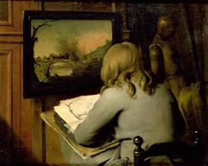A Young Boy Copying a Painting, Wallerand Vaillant