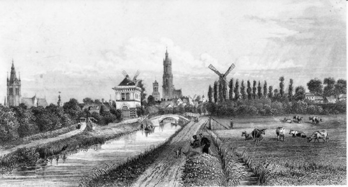 Nineteenth-century view on Delft and the Buitenwatersloot
