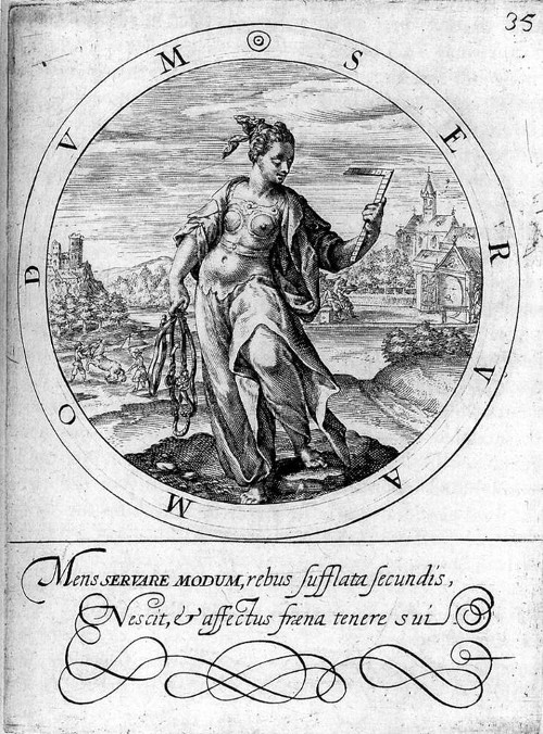 The virtue &#39;Temperantia&#39; from Gabriel Rollenhagen&#39;s Selectorum Emblematum (1613)