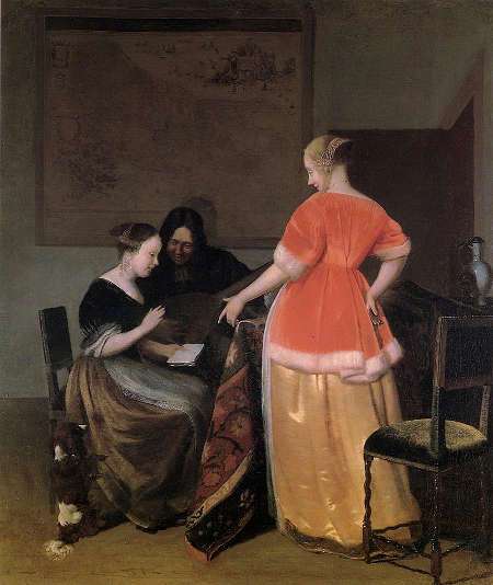 Jacob Ochtervelt, Couple Playing Music and a Woman Looking On