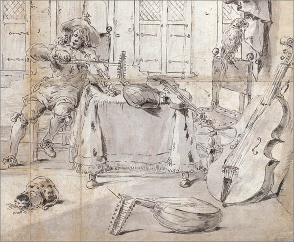 Musicians in an Interior (detail) Leonaert Bramer
