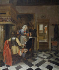 Drinkers before the Fireplace, Hendrick van der Burch