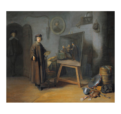 A Painter in his Studio, Anonymous pupil of Rembrandt, c. 1630, Oil on panel, 53 x 64.5 cm.. Kremer Collection (Aetas Aurea Holding)