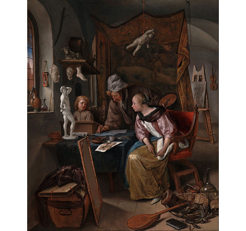 The Drawing Lesson, Jan Steen, c. 1665, Oil on panel 49.2 × 41.2 cm., J. Paul Getty Museum, Los Angeles