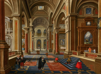 Interior of a Catholic Church, Bartholomeus van Bassen (figures attributed to Esaias van de Velde), 1626, Oil on canvas, 61 x 83 cm., Gallery Prince Willem, The Hague