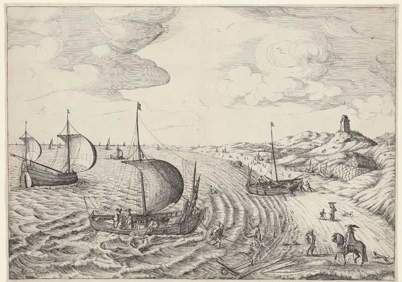 Coastal Landscape with Fishing Boats, Anonymous