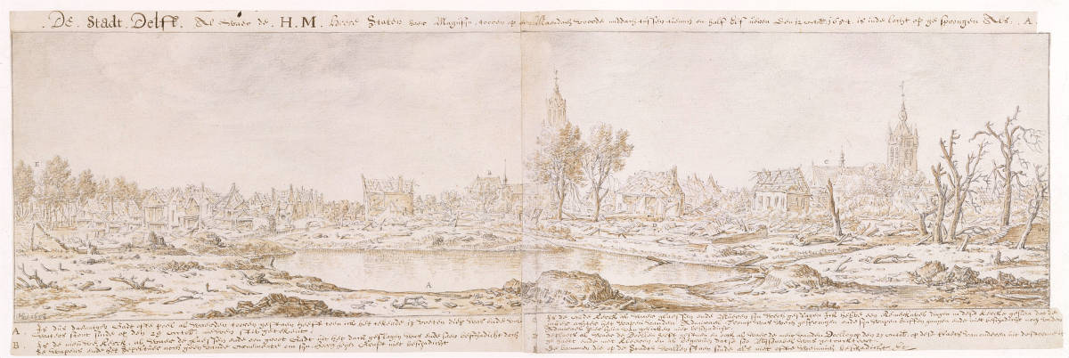 View of Delft after the Explosion of the Gunpowder Arsenal in 1654, 1654, Herman Saftleven II