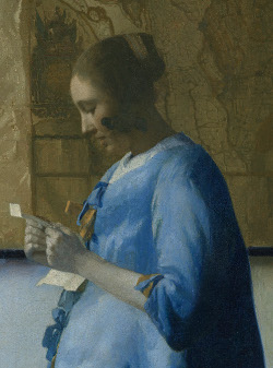 Woman in Blue reading a Letter (detail), Johannes Vermeer