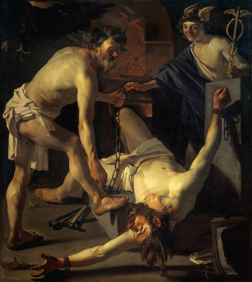 Prometheus Being Chained by Vulcan, Dirck van Baburen