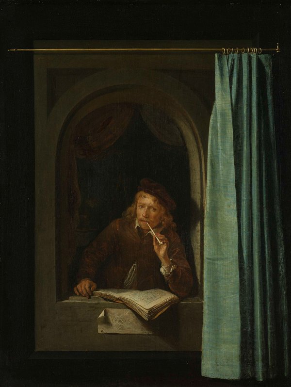 Painter with a Pipe and Book, Gerrit Dou