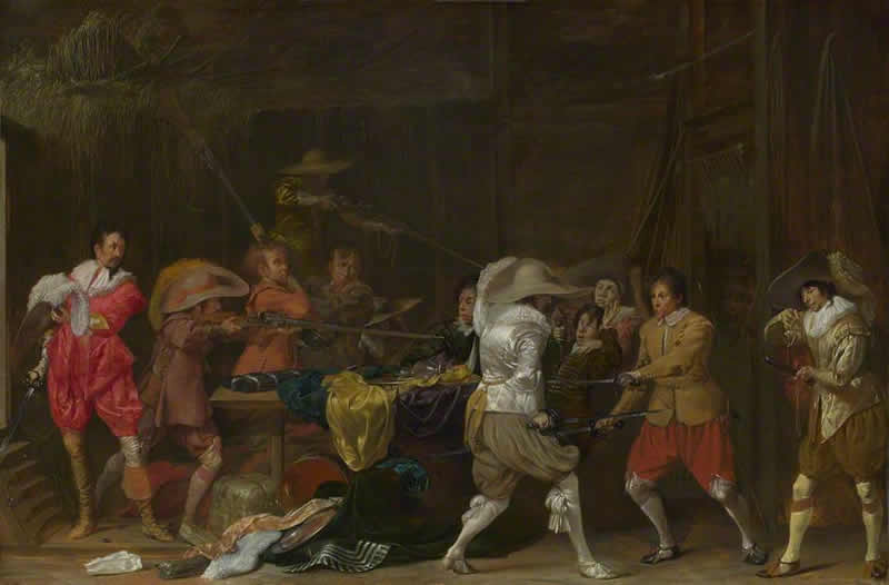 Willem Duyster, Soldiers fighting over Booty in a Barn