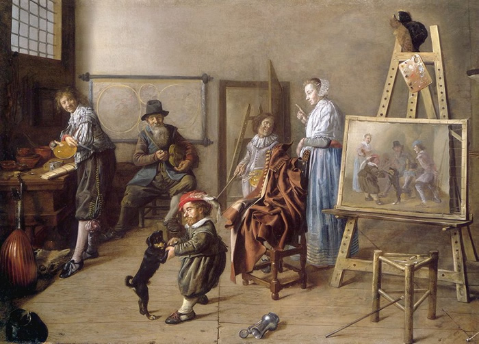 Painter in His Studio, Painting a Musical Company, Molenaer