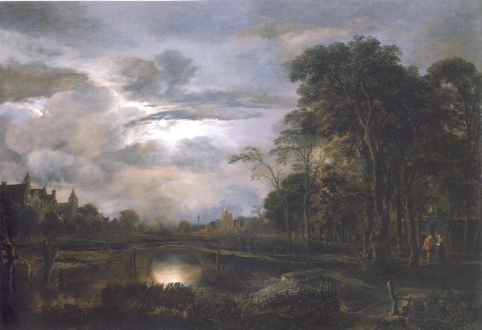 Moonlit Landscape with Bridge, Aert van der Neer  