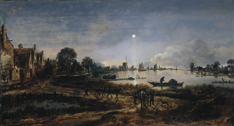 Aert van der Neer, Moonlit Riverscape