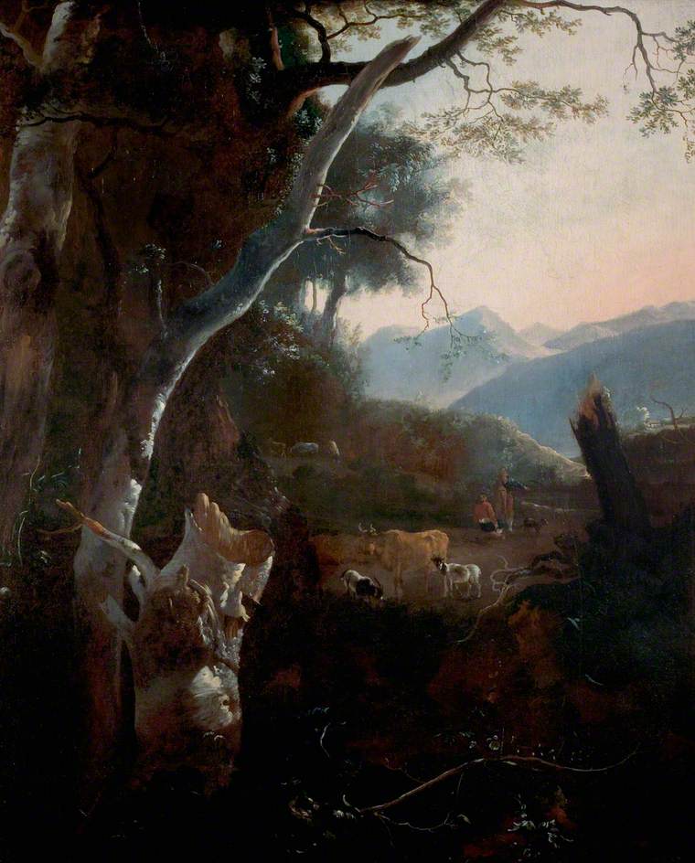 Adam Pijnacker, Mountainous Landscape with Peasants, Cows and Goats