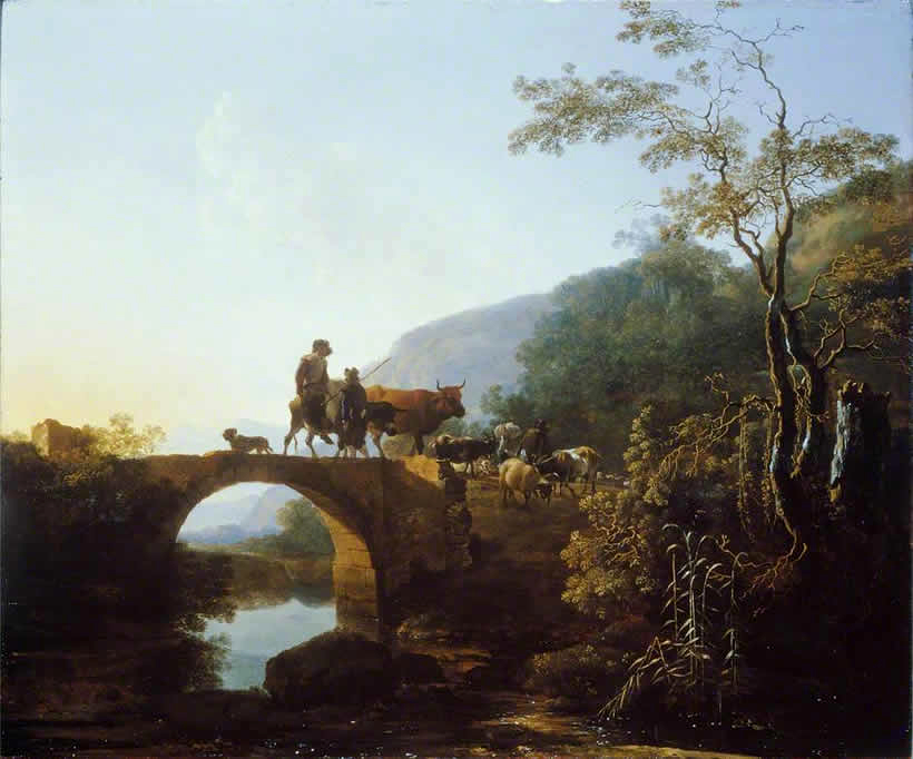 Adam Pijnacker, Bridge in an Italian Landscape