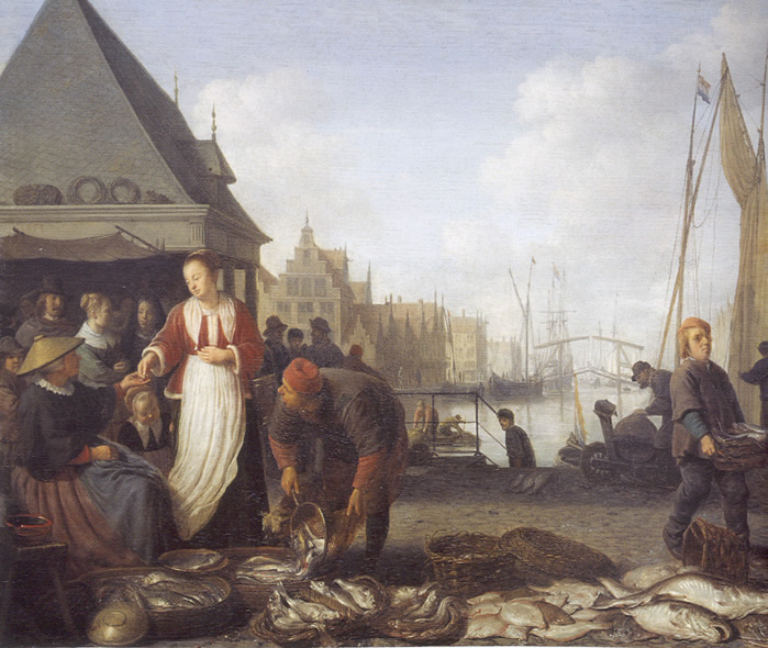 The Fishmarket in Amsterdam, Hendrick Sorgh  