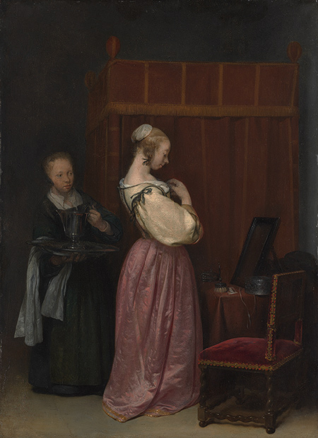 A Young Woman at her Toilet with her Maid, Gerrit ter Borch