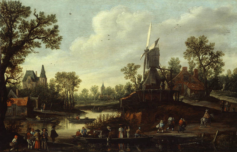 River Landscape with a Ferry