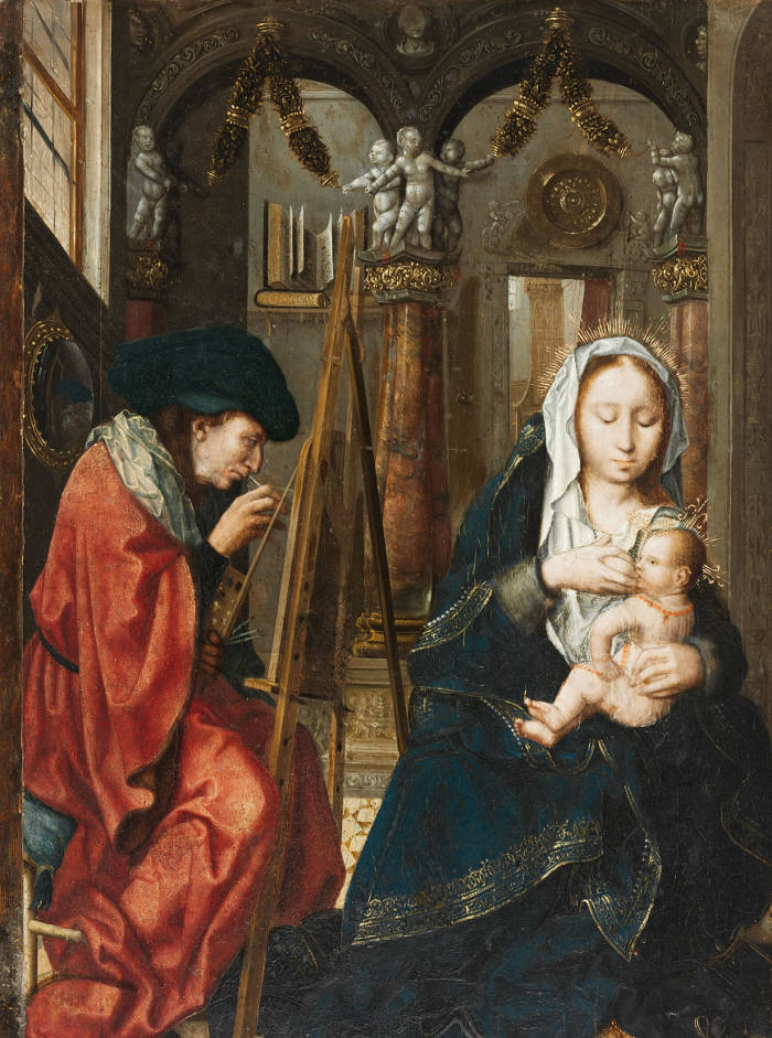 Saint Luke Painting the Virgin and Child, Master of the Holy Blood (formerly attributed to Quentin Metsys)